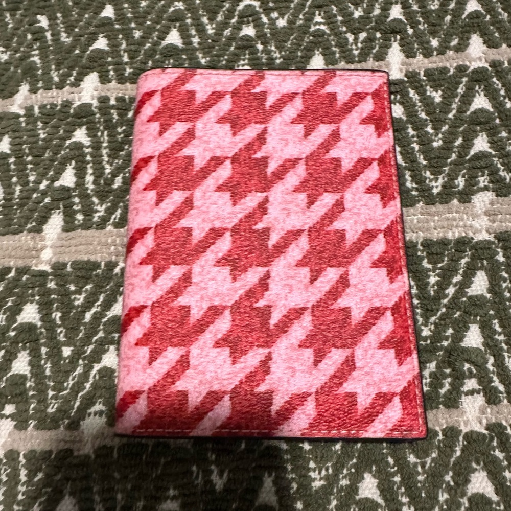 Pink and Red Houndstooth Passport Holder
